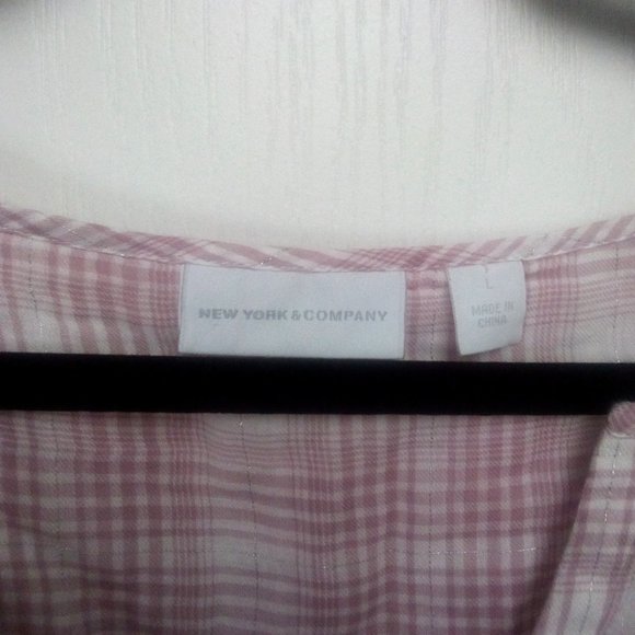 New York and Company, Soft Pink Plaid Top, Large - Picture 4 of 5